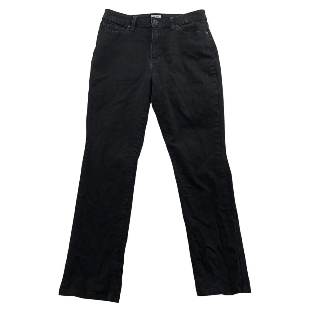 L.L.Bean Womens Jeans Size 10P Black Denim Classic Fit Straight Leg Stretch